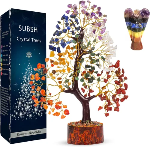 Miniatura 31 de Árbol de la vida de cristal amatista de 10-12 pulgadas con 2 colgantes de chakra – Bonsái de cristal sanador, árbol del dinero para energía