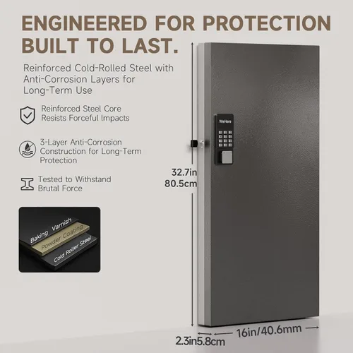 Miniatura 2 de WeHere Caja de bloqueo de llave inteligente de 120 teclas para montaje en pared, gabinete de llaves comercial con aplicación, teclado, Bluetooth
