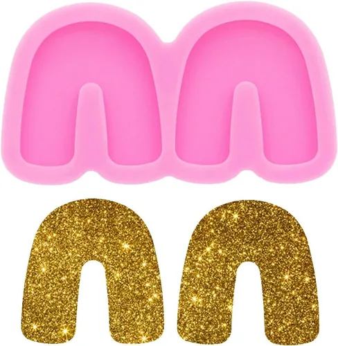 Angel Wings Pendientes brillantes en forma de herradura molde de silicona de resina, para aretes de tamaño pequeño, aretes de oreja de ágata y