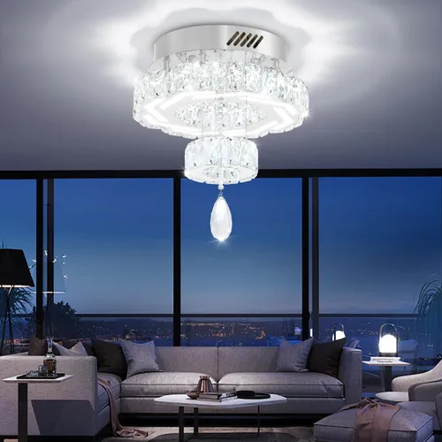 Miniatura 2 de Flashing God Candelabros de cristal modernos de 12 pulgadas, lámpara de techo de montaje empotrado, mini lámpara LED regulable para pasillo, lámpara