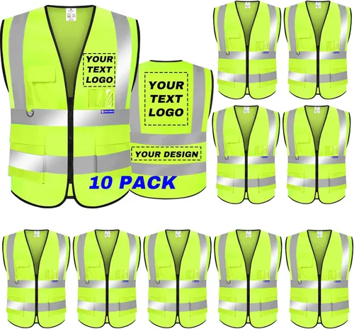 BeautyWill Chaleco de seguridad personalizado con logotipo reflectante de alta visibilidad Clase 2 de alta visibilidad Seguridad Chaleco de trabajo