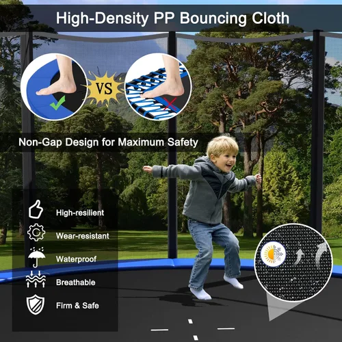 Miniatura 5 de Giantex Trampolín de 8 pies, 10 pies, 12 pies, 14 pies, 15 pies, 16 pies, para niños y adultos, cama elástica con red aprobada por ASTM, tubos
