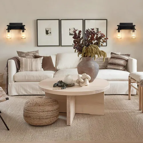 Miniatura 4 de Lámpara de tocador de baño de 2 luces, lámpara de baño negra, aplique de pared industrial de granja con pantallas de vidrio, lámpara de tocador
