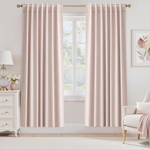 Miniatura 55 de UHITECH - Cortinas opacas beige para sala de estar, cortinas cortas de 35 pulgadas para habitación, cortinas negras para ventanas pequeñas, paneles