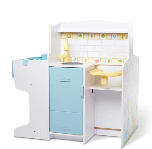 Melissa & Doug Centro de actividades de cuidado de bebé Mine to Love para muñecas - Cocina, Guardería, Baño-Cambio