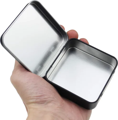Miniatura 4 de Goodma 12 latas cuadradas de metal vacías para el hogar, mini caja organizadora con tapa con bisagras, 2.76 x 2.76 x 0.79 pulgadas (negro)