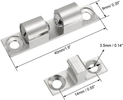 Miniatura 3 de uxcell 2 unids armario puerta armario latón bola captura tensión pestillo 1.575 in longitud tono plateado