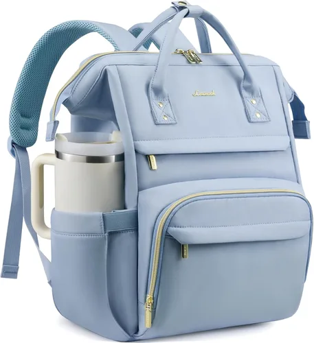 Miniatura 12 de LOVEVOOK - Mochila de computadora portátil para mujer con bolsillo gigante para tarros, mochila de 15.6 pulgadas, impermeable, mochila de viaje