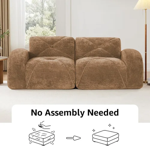 Miniatura 7 de Sofás modulares en forma de L de 110.6 pulgadas para sala de estar, moderno sofá sin hueso de terciopelo con 1 otomana, no requiere montaje, cómodo