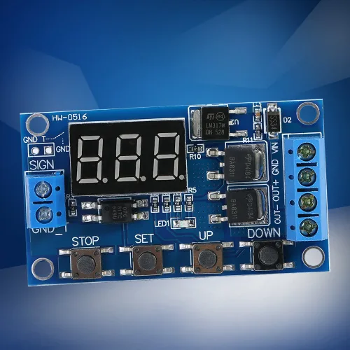Miniatura 7 de Relé de temporizador, módulo de retardo de pantalla LED, CC 5V-30V, relé de retardo de tiempo, ciclo de encendido/apagado, placa de interruptor