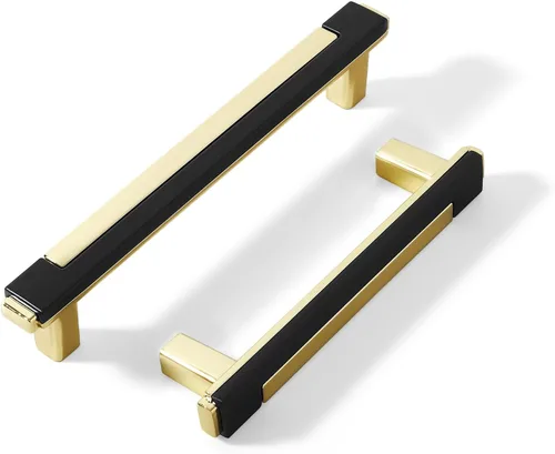2 paquetes de tiradores de gabinete negros y dorados para cocina, manijas de gabinete de zinc, herrajes para cajones, tiradores para armario,