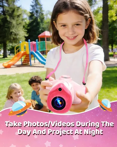 Miniatura 4 de Cámara para niños con proyector, cámara digital HD 1080P para niños de 3 a 12 años, grabadora de video fotográfico de 48 MP con soporte, tarjeta SD