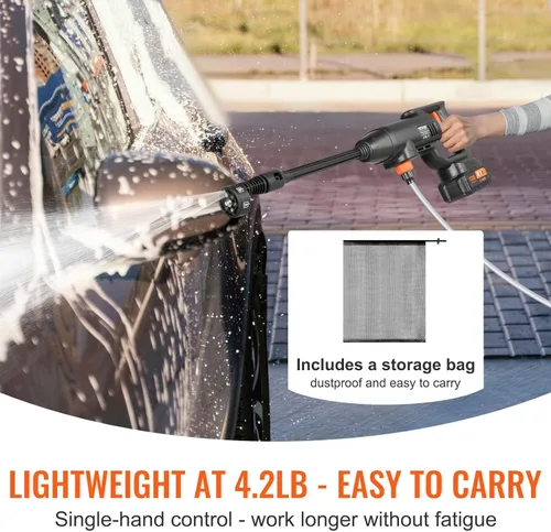 Miniatura 3 de VEVOR - Lavadora a presión inalámbrica, limpiador de energía portátil, pistola de lavadora de alta presión manual para coche con batería de 4.0Ah