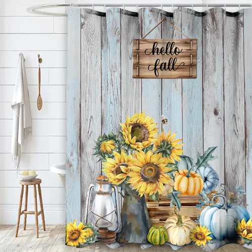 Miniatura 12 de Cortina de ducha de otoño de Acción de Gracias, 72 x 72 pulgadas, juego de cortinas de baño de otoño, cosecha, pavo de Acción de Gracias con ganchos
