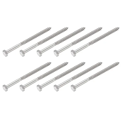 Miniatura 8 de METALLIXITY Tornillos hexagonales (M6 x 1.575 in), 10 unidades, pernos de madera autorroscantes de acero inoxidable 304, para aplicaciones domésticas
