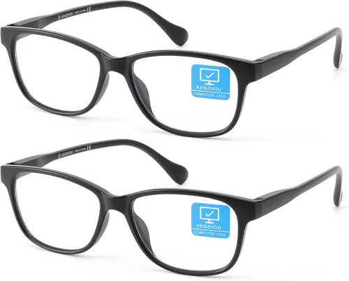 Miniatura 12 de K KENZHOU Lentes de luz azul para mujeres y hombres, lentes de bloqueo de luz azul para teléfonos de juegos de computadora, antifatiga ocular y Negro