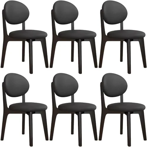 Miniatura 53 de YVYKFZD Juego de sillas de comedor, sillas de cocina de madera maciza, silla de comedor de granja con respaldo curvo, silla tapizada de cuero