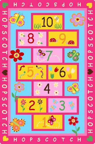 HUAHOO Alfombra rosa para niñas, estilo Hopscotch, para guardería, niños, alfombra para dormitorio de niñas, sala de juegos, aula escolar,