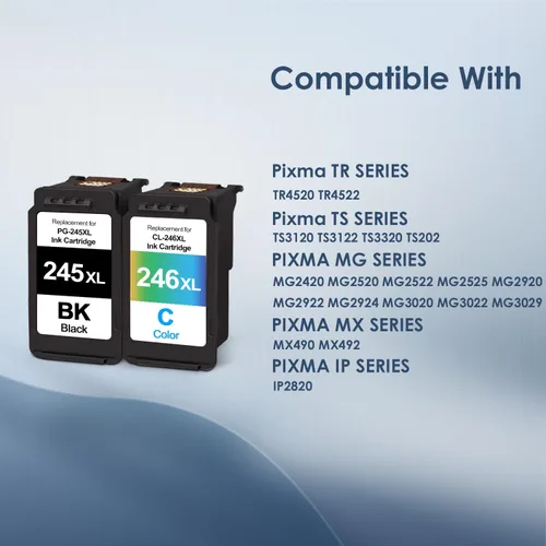 Miniatura 2 de PG-245XL CL-246XL Cartuchos de tinta de color negro de repuesto para Canon 245XL 246XL Paquete combinado para impresora PIXMA TS3322 TR4522 MG2522