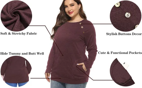 Miniatura 2 de VISLILY Blusa casual de manga larga con botones y bolsillos para mujer
