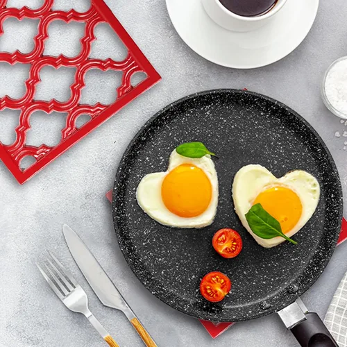 Miniatura 7 de JOGREFUL Alfombrillas salvamanteles de hierro fundido, soportes para ollas de cocina para mesa o encimeras Portect, resistentes al calor para Rojo