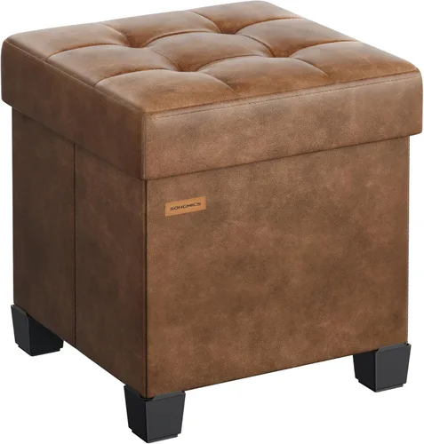 Miniatura 11 de SONGMICS Otomana de almacenamiento, otomana cúbica con patas, 15 x 15 x 15.7 pulgadas, reposapiés, descansapiés, 10 galones (37 L), cuero sintético