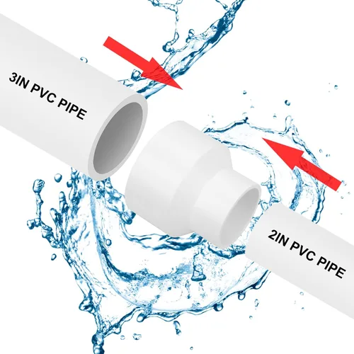 Miniatura 3 de Paquete de 2 adaptadores de acoplamiento reductor de PVC DWV de 3 x 2 pulgadas (enchufe x zócalo) Schedule 40 PVC DWV Reductor Acoplamiento