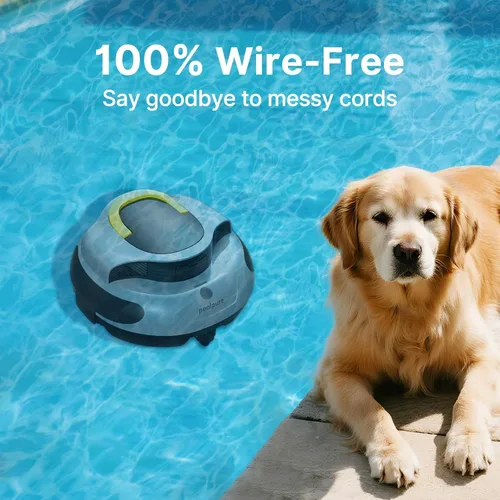Miniatura 3 de POOLPURE Limpiador de piscina, batería de 5000 mAh, tiempo de funcionamiento de 100 minutos, cobertura de 1000 pies cuadrados, limpiador automático
