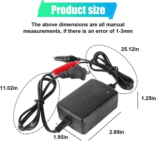 Miniatura 2 de ZIMISI Cargador de batería de plomo ácido sellado (SLA) de 12 V 1300 mA, mantenedor de cargador automático de goteo con protección contra