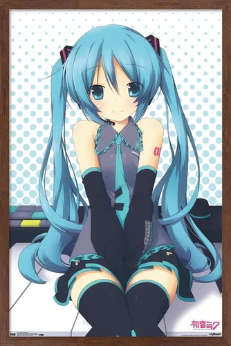 Miniatura 16 de Trends International Hatsune Miku - Póster de pared de llaves, 14.725 x 22.375 pulgadas, versión enmarcada de madera de granero