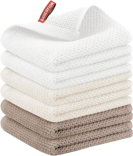 Miniatura 16 de Nialnant - Toalla de cocina 100% algodón, tejido gofre, suave, absorbente y de secado rápido, toallas para secar platos, trapos de limpieza - Multi