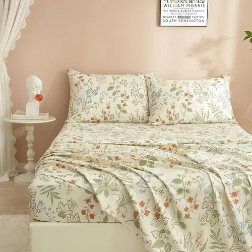Miniatura 28 de LifeTB Tan Gingham - Juego de sábanas tamaño matrimonial, transpirables, suaves, color beige, gris topo, sábanas a cuadros 100% algodón lavado