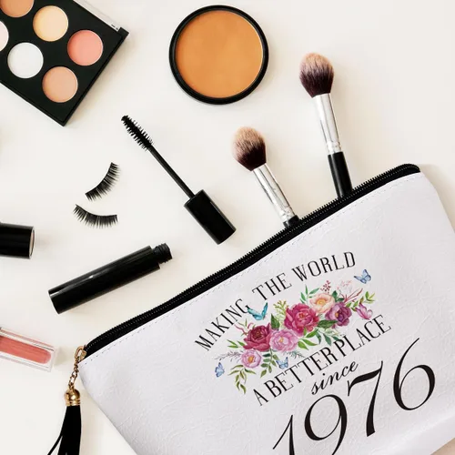 Miniatura 5 de 16, 30, 40, 50, 60, 70, 80, regalo de cumpleaños para mujeres, mejor amiga, abuela, mamá, hermana, tía, bolsa de cosméticos de viaje, Desde 1976