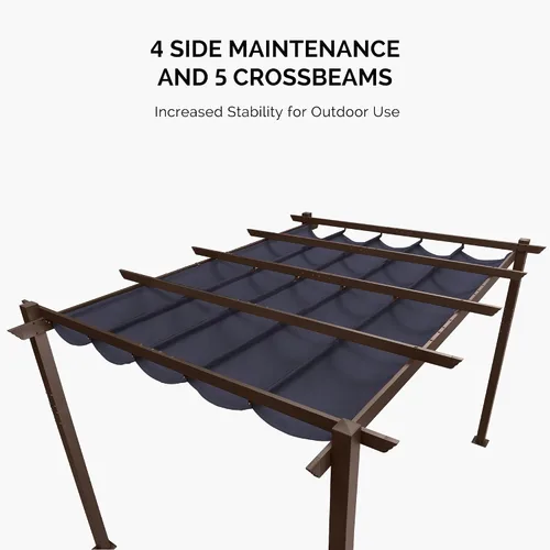Miniatura 7 de PURPLE LEAF Pérgola Retráctil de 10' x 13' para Exteriores de Aluminio Blanco con Toldo de Sombra para Patio Refugio Moderno Marrón para Jardín