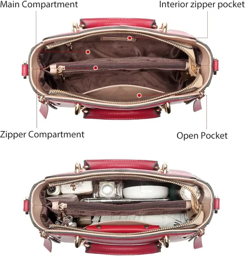 Miniatura 3 de Bolsos de cuero para mujer, con asa superior y correa ajustable