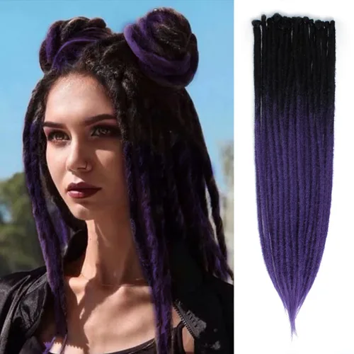 Miniatura 29 de 15 extensiones de rastas de doble extremo, 24 pulgadas, extensiones de rastas falsas de 0.6 pulgadas, color marrón degradado, extensiones de rastas