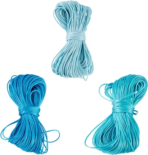 Miniatura 8 de 109 yardas de 0.020 in de color rosa encerado de poliéster para trenzar cuerda encerada de cuentas hilos para bricolaje pulsera de amistad, collar
