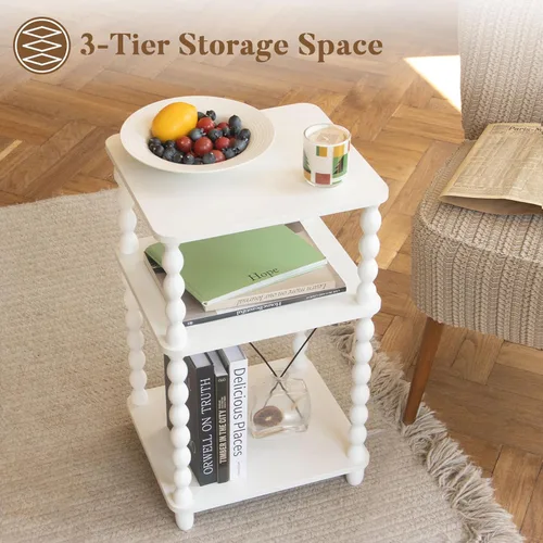 Miniatura 7 de Fultyle - Mesa auxiliar, mesa auxiliar pequeña con estante abierto de 3 niveles, mesita de noche moderna para sala de estar, dormitorio, oficina