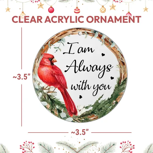 Miniatura 3 de HYTURTLE Adorno conmemorativo cardenal rojo de Navidad Adorno de árbol de Navidad Regalos para pérdida de seres queridos - Regalos conmemorativos