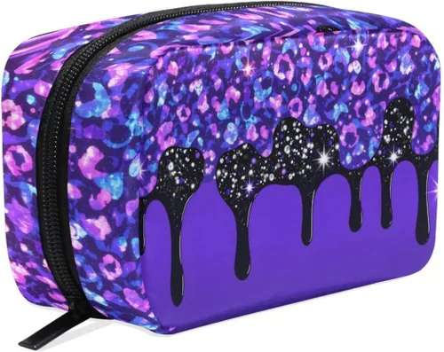 Miniatura 24 de MNSRUU Pequeña bolsa de cosméticos para niñas y mujeres, de viaje, con estampado de leopardo colorido, organizador de artículos de tocador
