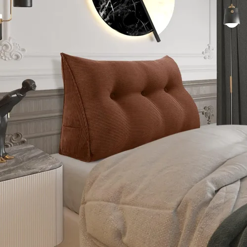 Miniatura 64 de Almohada de cabecera gruesa totalmente rellena individual XL, cabecero acolchado de dormitorio, soporte suave y firme, cojín grande triangular, Azul