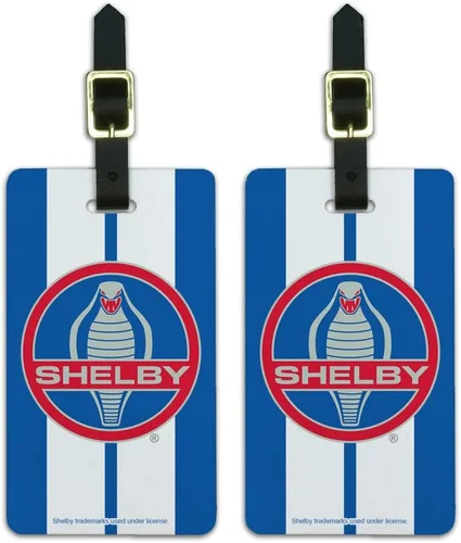 Shelby Cobra - Juego de 2 etiquetas de identificación de equipaje con logotipo vintage, Multi colorido
