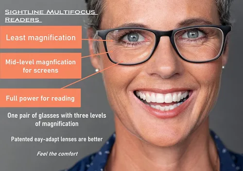 Miniatura 7 de Sightline Lentes de lectura multifocal, color gris a cristal desvanecido, potencia progresiva, calidad premium, marco de acetato Cory