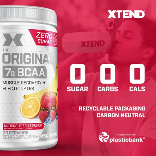 Miniatura 7 de Paquete de preentrenamiento y BCAA de Cellucor, polvo Original C4 de preentreno, ponche de frutas, 30 porciones + XTEND BCAA en polvo, ponche