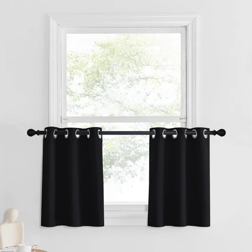 Miniatura 148 de NICETOWN Cortinas opacas de cocina para ventana sobre el fregadero, aislamiento térmico, decoración del hogar, pequeños niveles opacos con ojales
