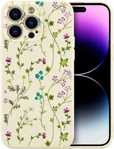 Miniatura 103 de RALEAVO Funda Floral para iPhone 12, Cubierta de Silicona Líquida con Bonito Patrón de Rama de Flores para Niñas y Mujeres, Funda Protectora de Goma