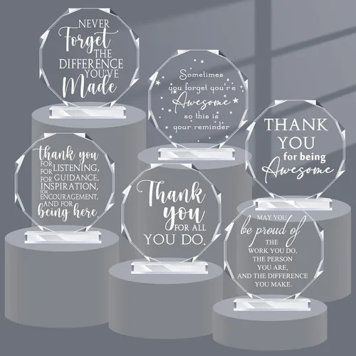 Miniatura 8 de Geelin 6 piezas de regalo de agradecimiento a los empleados, regalos de agradecimiento de acrílico, placa inspiradora, recuerdo para compañeros