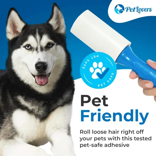 Miniatura 3 de PetLovers Juego de Rodillos de Pelusa Extra Adhesivos de Gran Valor 600 Hojas para la Remoción de Pelo de Mascotas, Removedor de Pelusa para Perros
