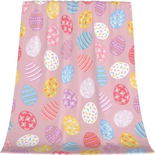 Miniatura 9 de Manta de Pascua y primavera, manta de felpa acogedora y suave para sofá, cama, sofá, viajes, campamento para adultos/niños, color azul y blanco
