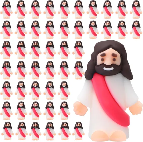 Miniatura 18 de Sumind 50 Piezas Figuras Pequeñas de Jesús de Navidad Mini Figuras de Jesús de Bolsillo a Granel Diseño Original para Navidad Juego de Escondite